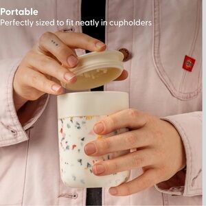 White Terrazzo Travel Cup with Lid